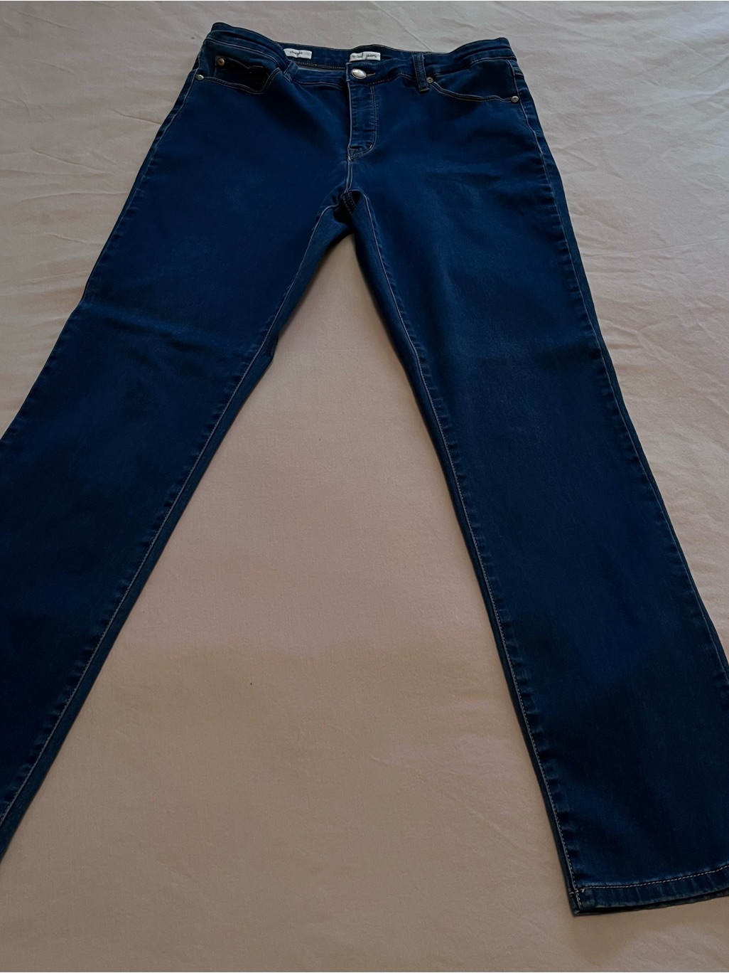Tribal Women's Straight-Leg Jeans In Dark Blue - Stretchy Size 12